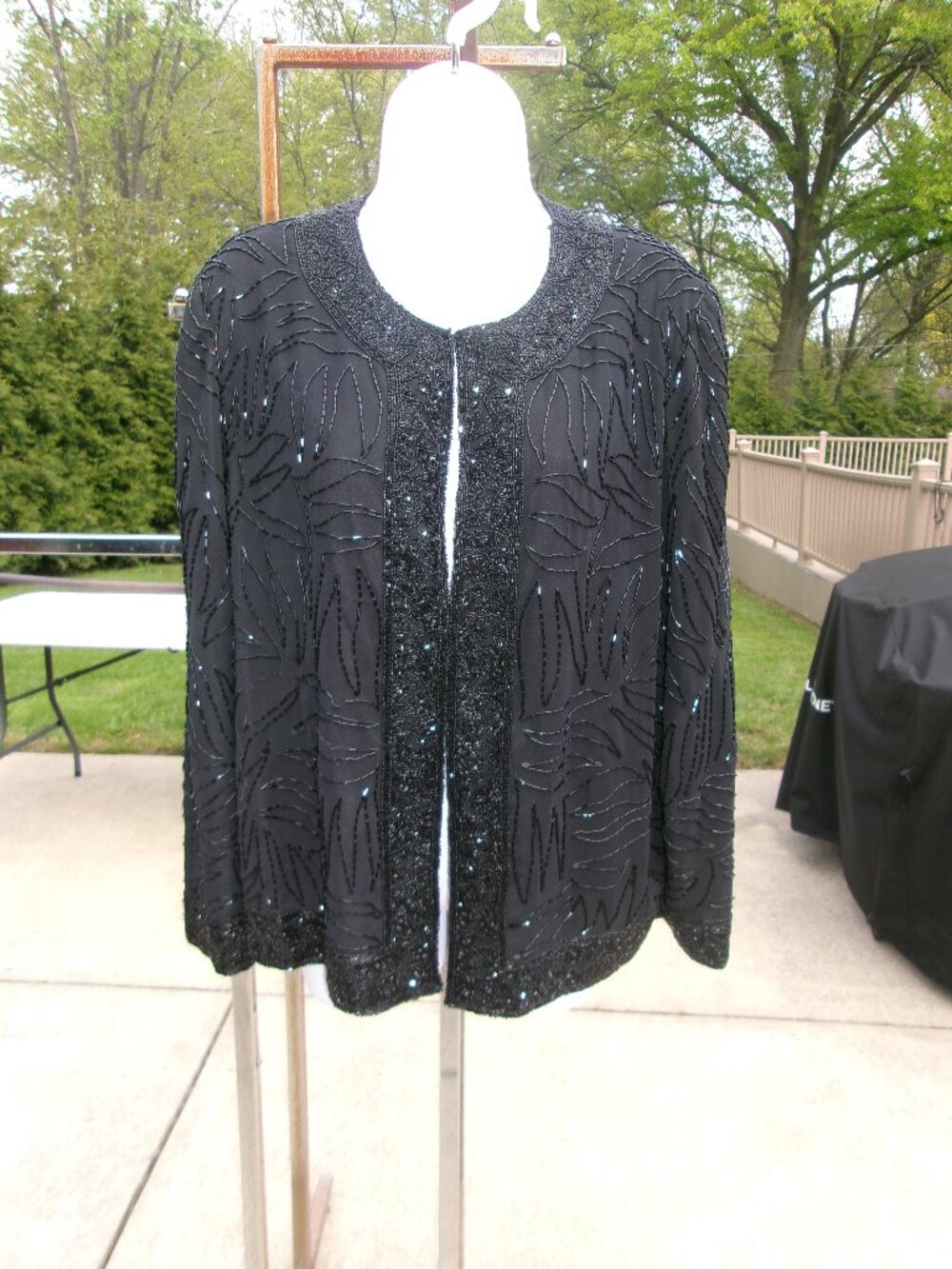 BRILLIANTE BY JA GORGEOUS BLACK BEADED JACKET XL